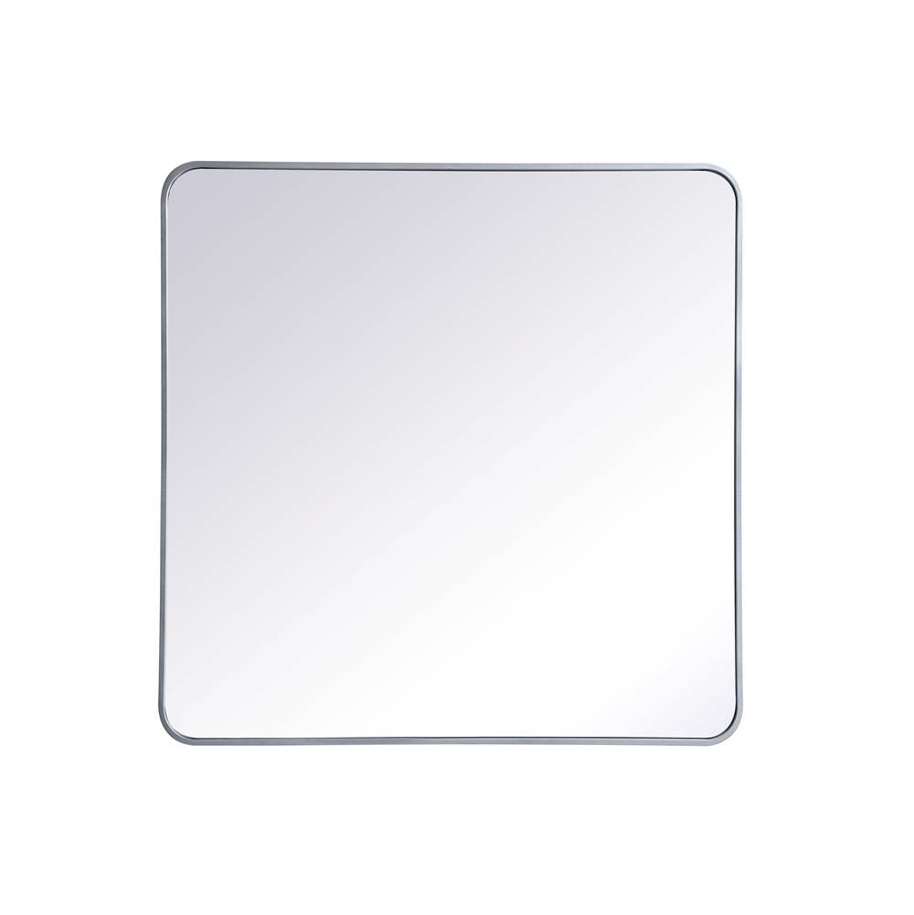 Elegant Lighting Evermore Soft Corner Metal Rectangular Mirror 36X36 Inch In Silver