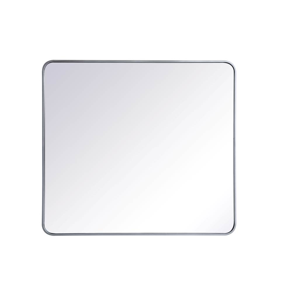 Elegant Lighting Evermore Soft Corner Metal Rectangular Mirror 36X40 Inch In Silver