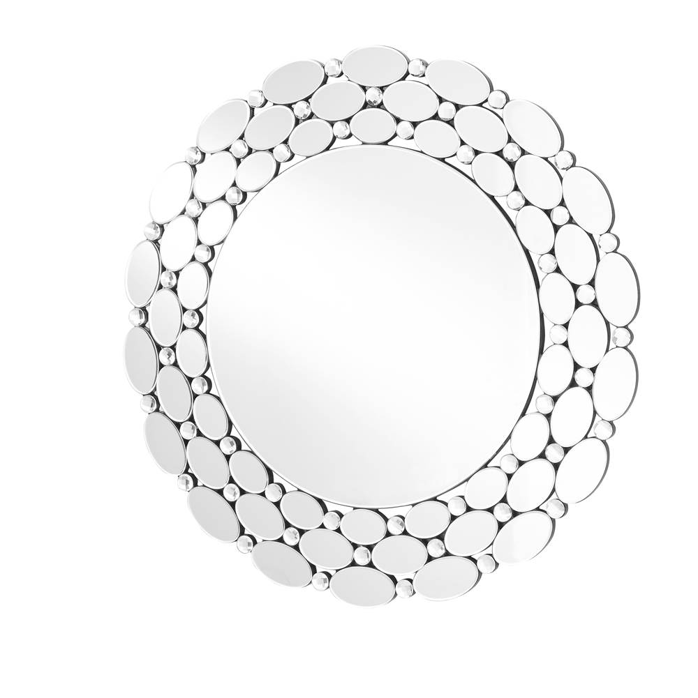 Elegant Lighting Sparkle 35 In. Contemporary Round Mirror In Clear