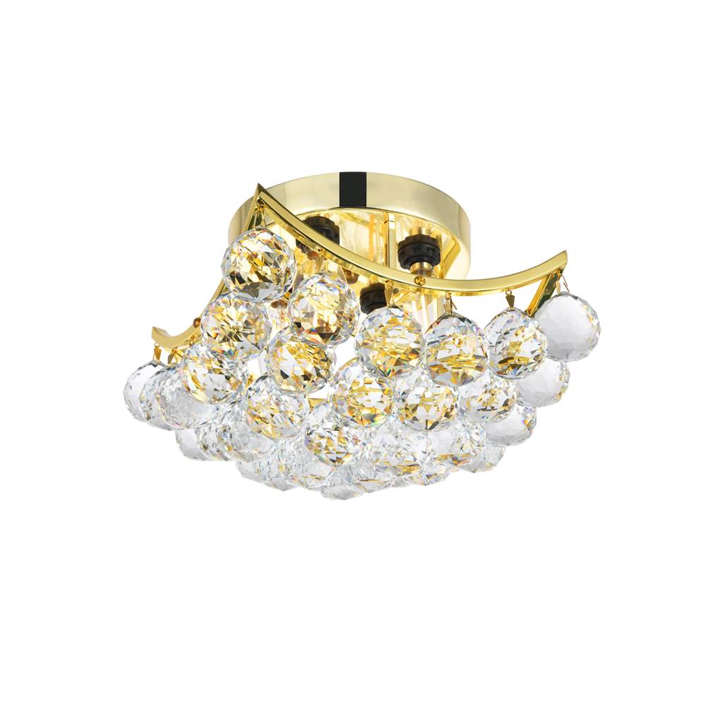 Elegant Lighting Corona 4 Light Gold Flush Mount Clear Royal Cut Crystal