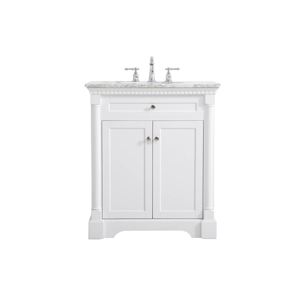 Elegant Lighting Clarence 30 Inch Single Bathroom Vanity In White