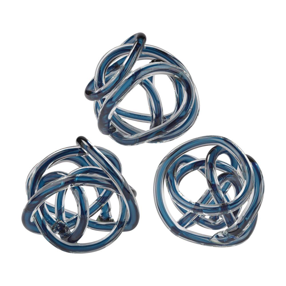 Elk Home Glass Knots - Set of 3 Navy
