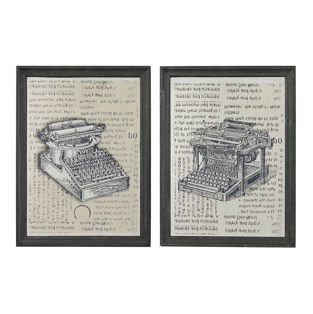 Elk Home Antique Typewriter Prints on Glass (2-Piece Set)