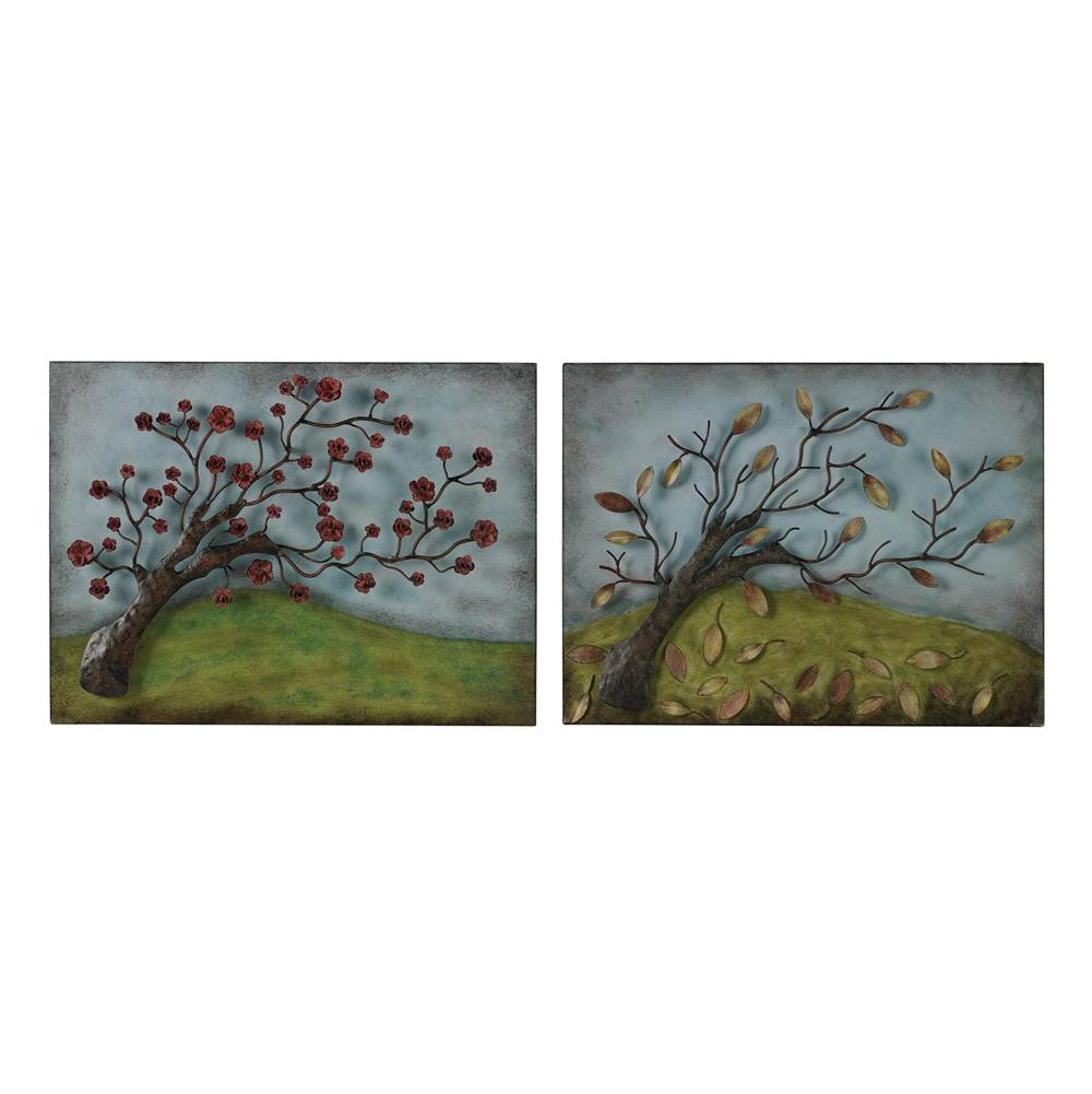 Elk Home Metal Autumn and Spring Pictures (2-Piece Set)