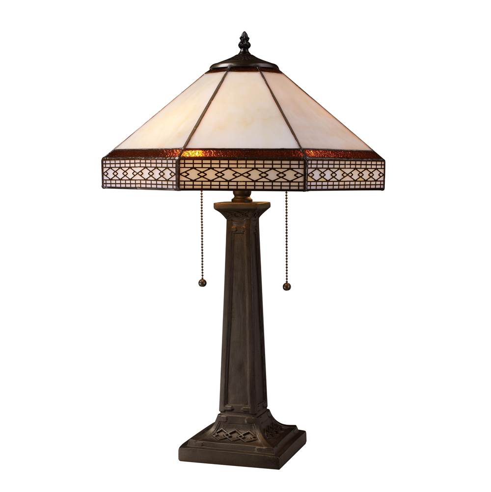 Elk Home Stone Filigree 24'' High 2-Light Table Lamp - Tiffany Bronze