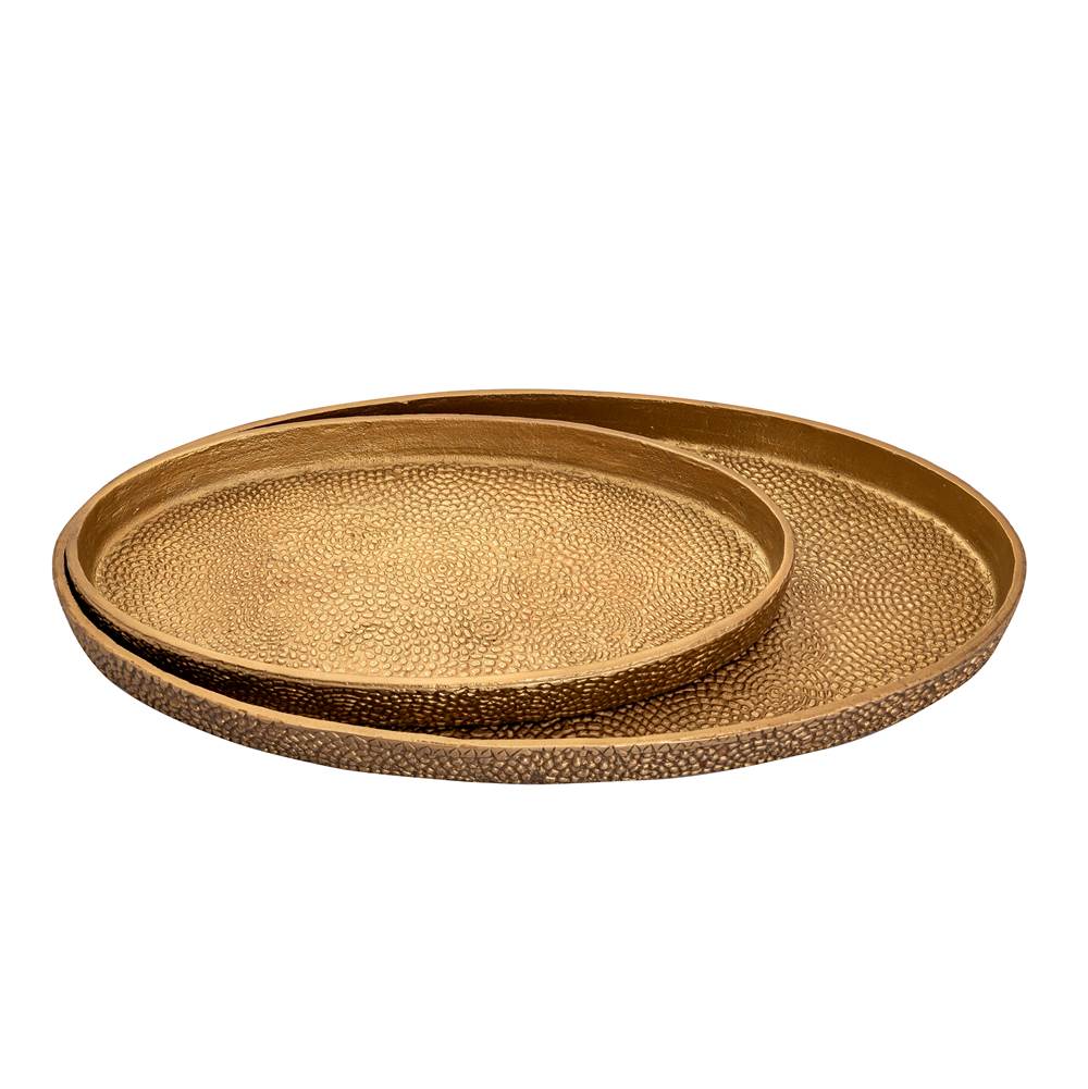 Elk Home Oval Pebble Tray - Set of 2 Brass