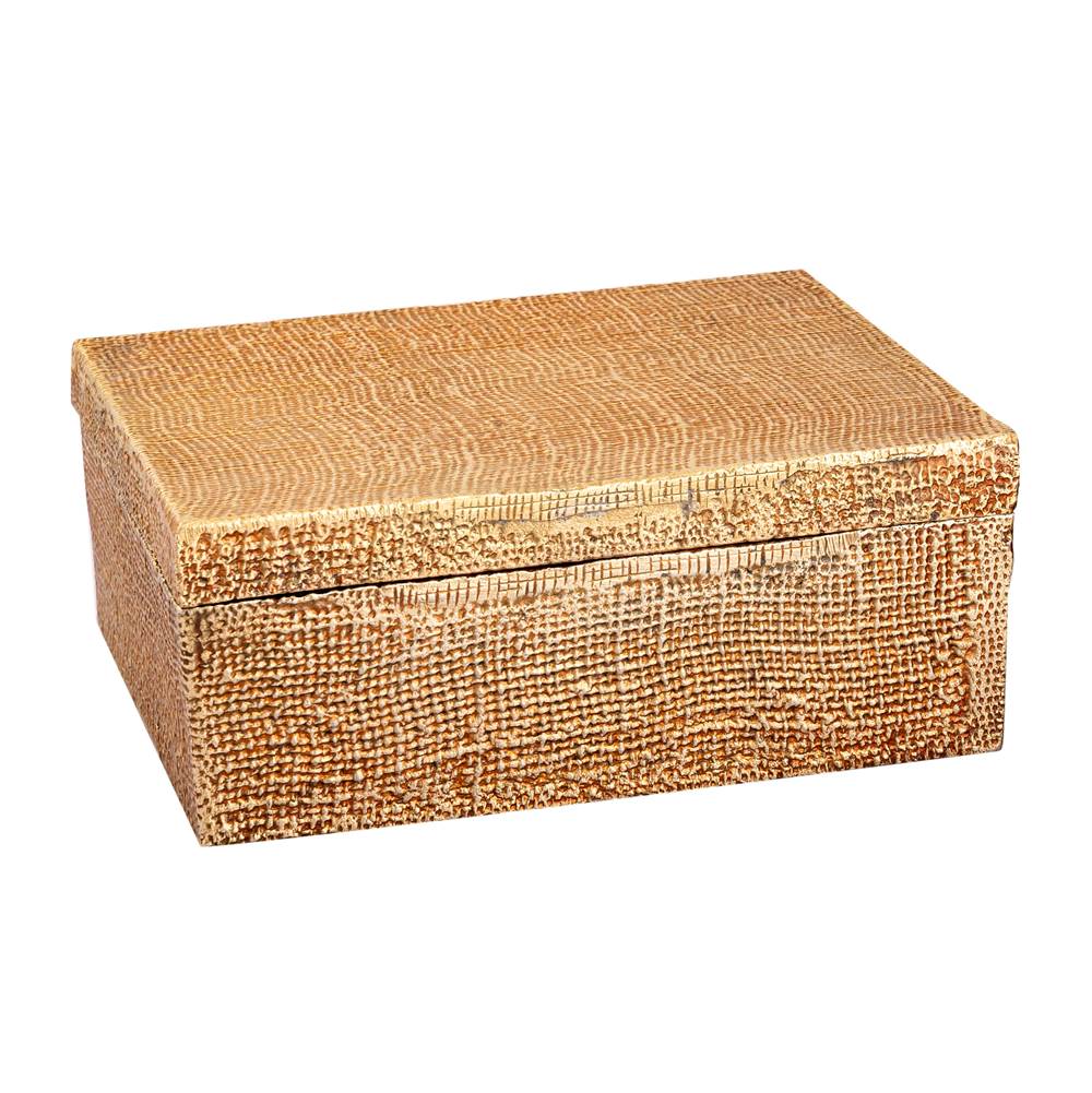 Elk Home Square Linen Texture Box - Large Brass