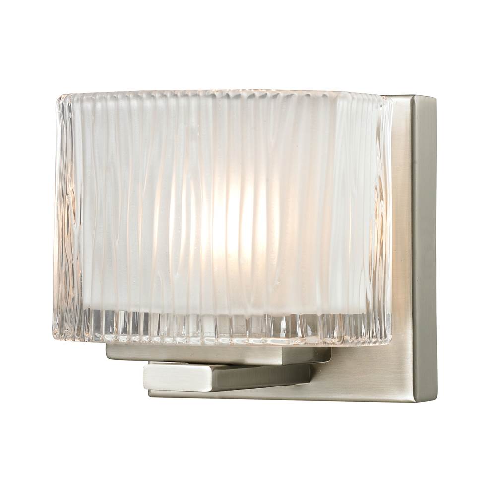 Elk Lighting Chiseled Glass 1-Light Vanity Sconce in Brushed Nickel