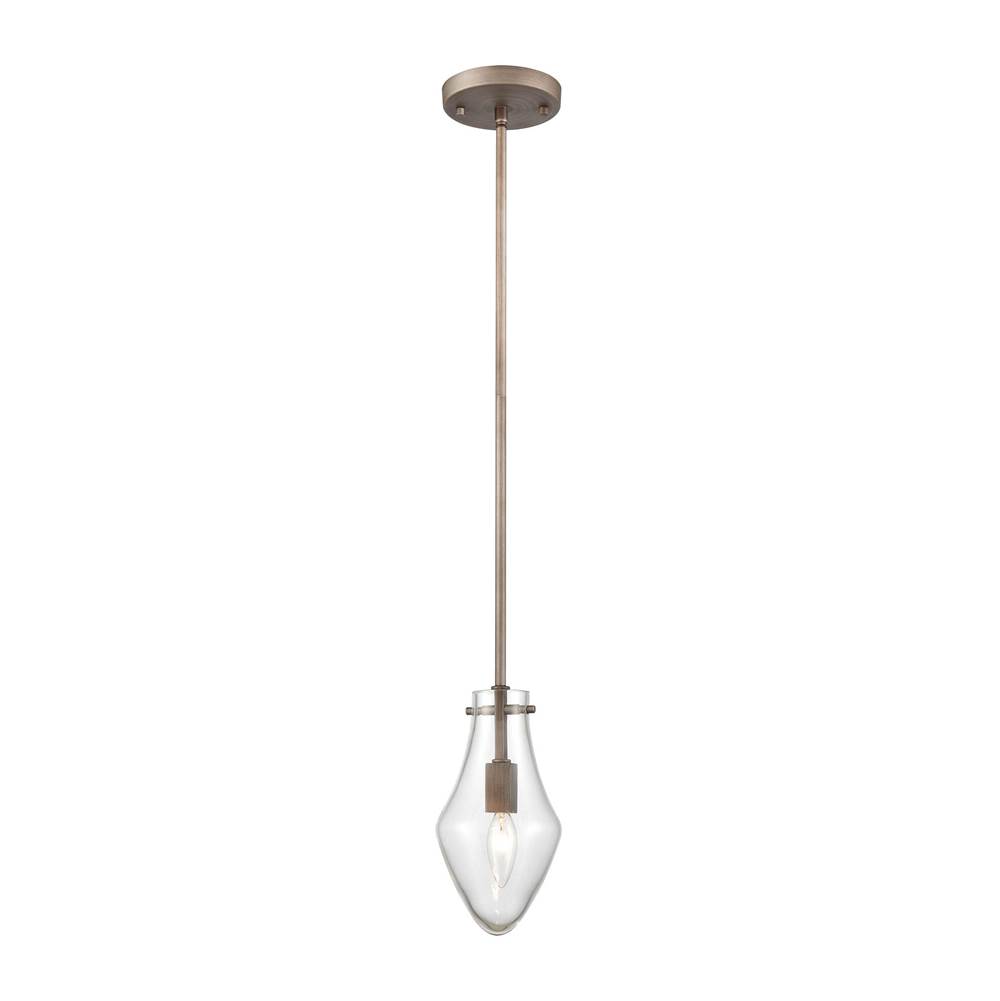 Elk Lighting Culmination 1-Light Mini Pendant in Weathered Zinc With Clear Glass