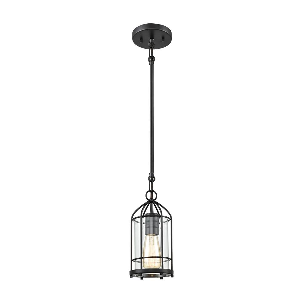 Elk Lighting Southwick 1-Light Mini Pendant in Oil Rubbed Bronze With Clear Blown Glass