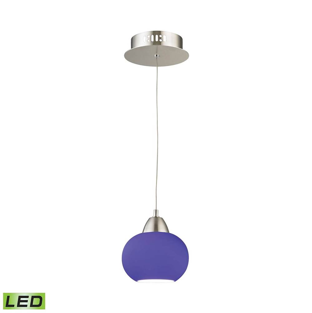 Elk Lighting Ciotola Single LED Pendant Complete With Blue Glass Shade and Holder