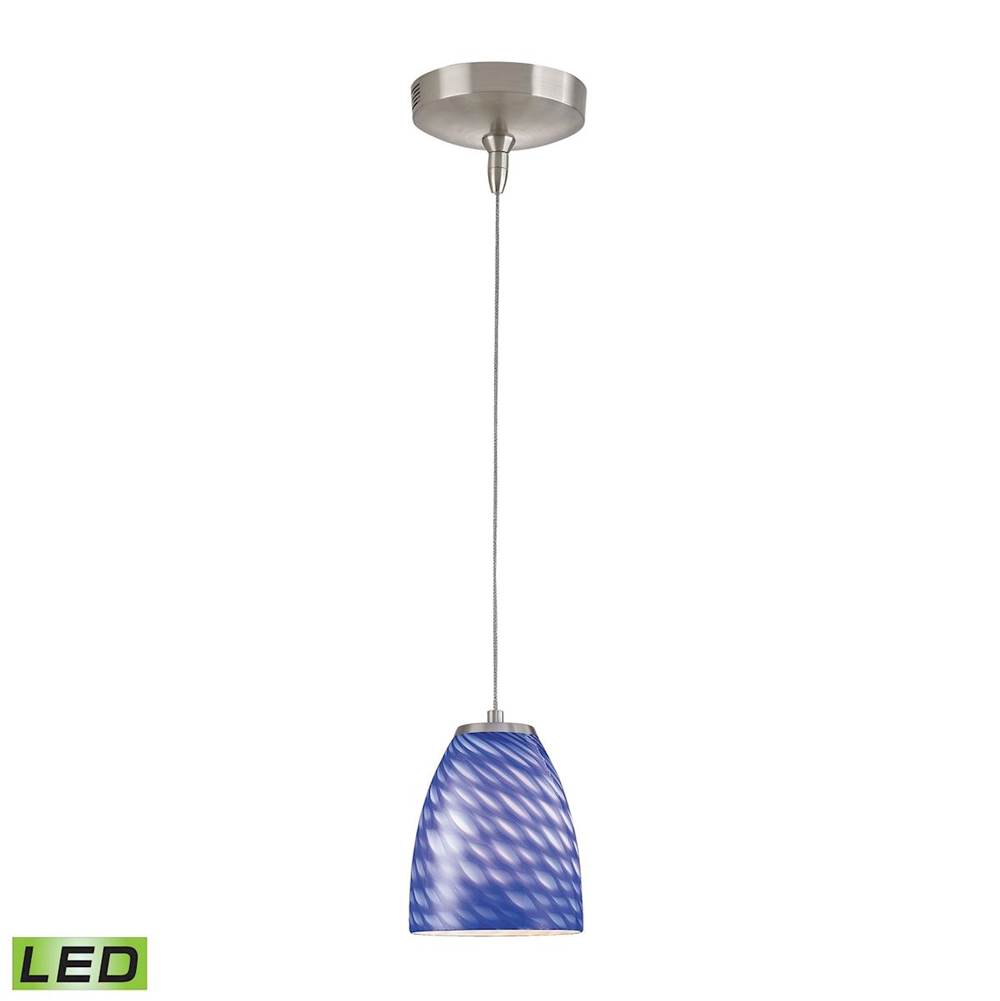 Elk Lighting Low Voltage LED Collection 1-Light Mini Pendant in Brushed Nickel with Sapphire (S) Glass