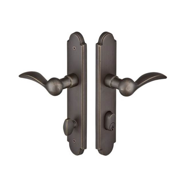 Emtek Multi Point C6, Keyed with American Cyl, Arched Style, 2'' x 10'', Teton Lever, LH, MB