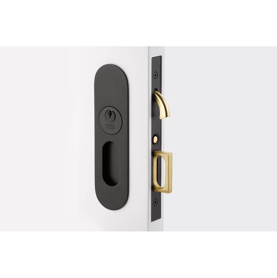 Emtek Keyed, Narrow Oval Pocket Door Mortise Lock, US19