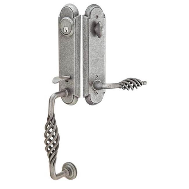 Emtek Multi Point C1, Keyed with American Cyl, Arched Style, 1-1/2'' x 11'', Teton Lever, LH, FB