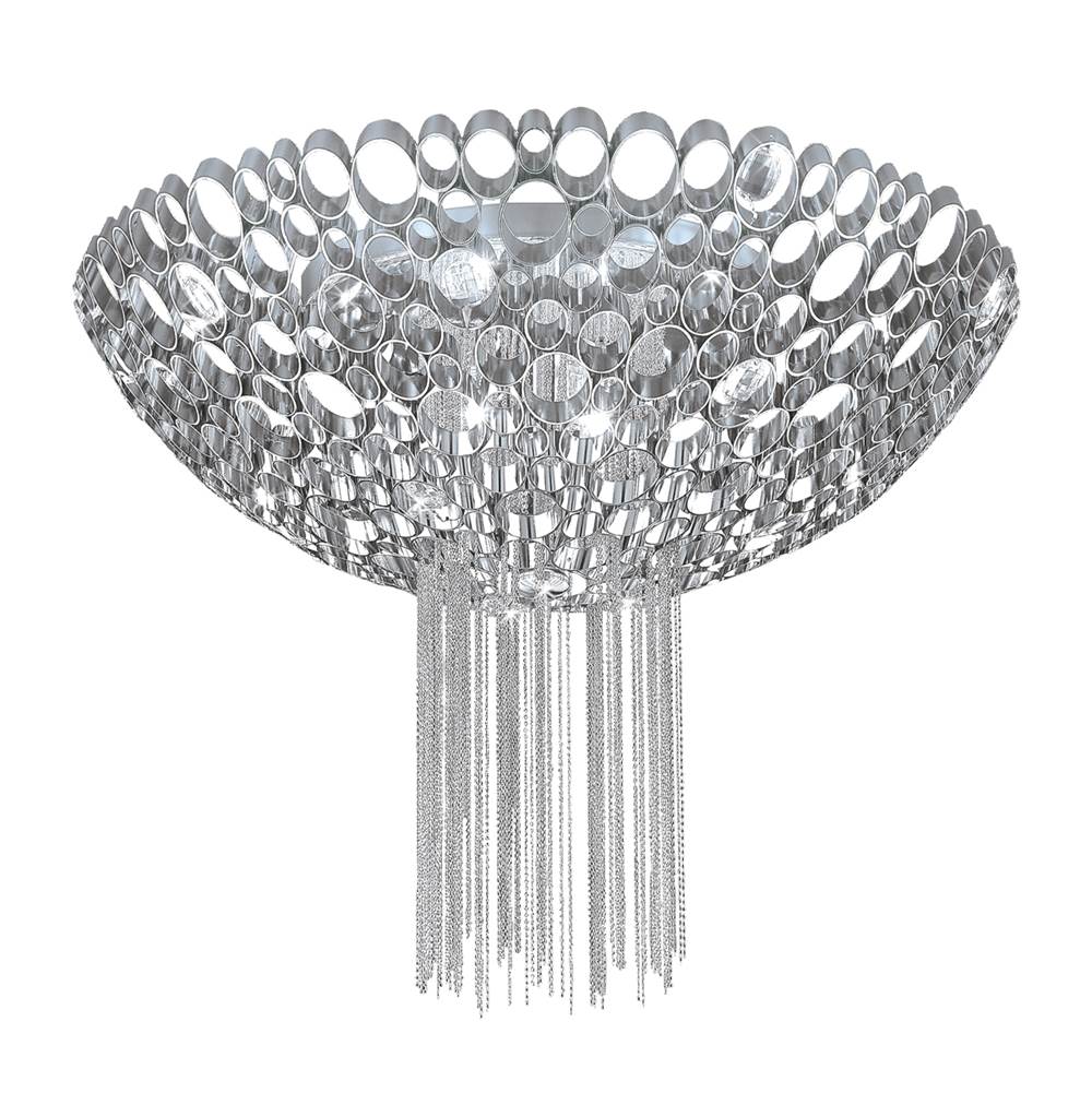 Eurofase Cameo Honeycomb Convertible Light Pendant, Metallic Chain Curtain, Nickel Plated Finish, 3 G9 Light Bulbs, 23.5 Inches in Diameter - 20405-014