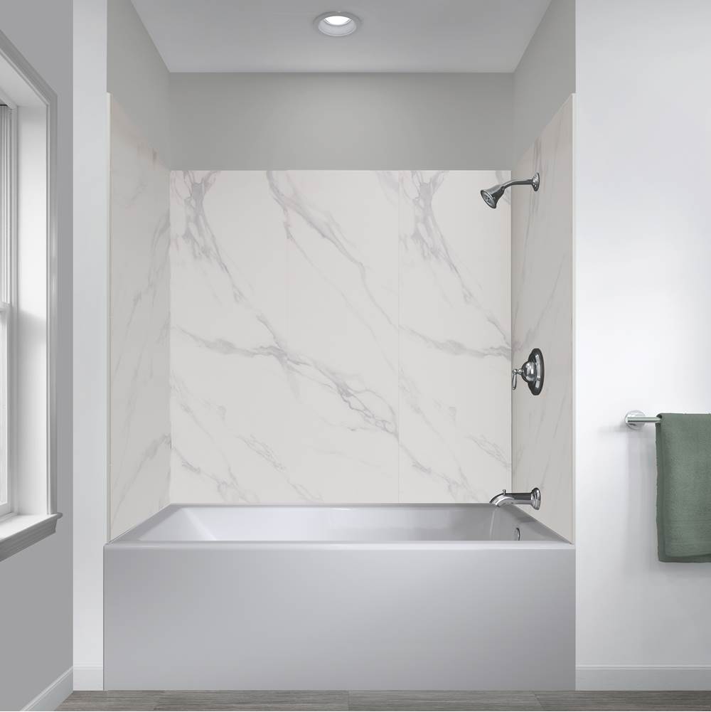 CRAFT + MAIN 60'' X 32'' x 78'' Shower Wall Kit, Carrara White
