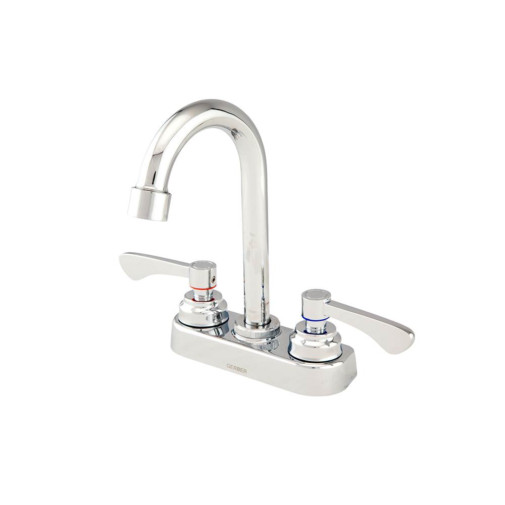 Gerber Plumbing Commercial 2H Bar Faucet W/ Gooseneck Spout And Metal Lever Handles 1.75Gpm Chrome