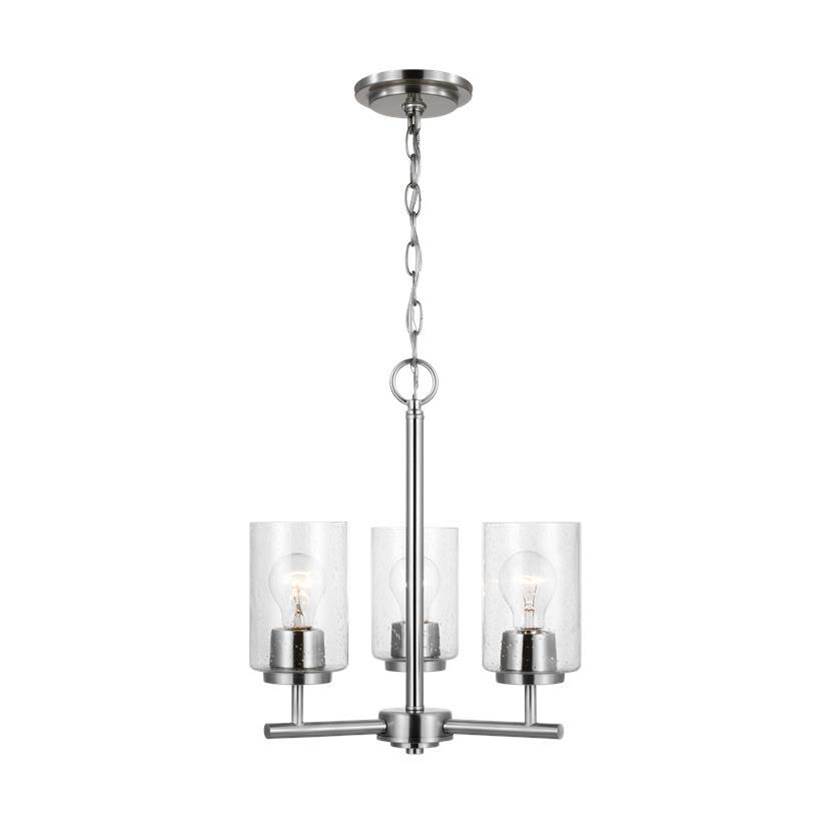 Generation Lighting Oslo Indoor Dimmable 3-Light Chandelier In A Brushed Nickel Finish With A Clear Seeded Glass Shade