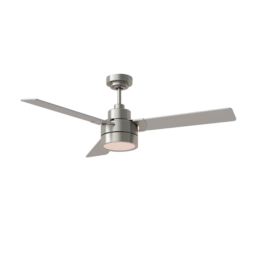 Generation Lighting Jovie 52'' Indoor/OutdoorDimmable Integrated LED Brushed Steel Ceiling Fan with Light Kit Wall Control and Manual Reversible Motor