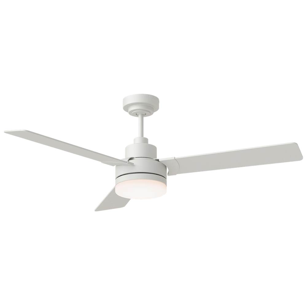 Generation Lighting Jovie 52'' Dimmable Indoor/Outdoor Integrated LED Matte White Ceiling Fan with Light Kit Wall Control and Manual Reversible Motor