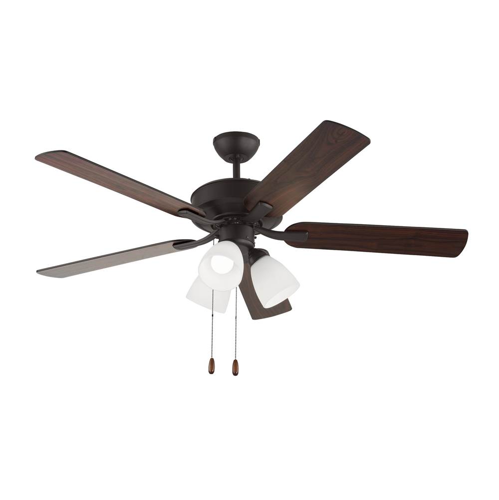 Generation Lighting Linden 52 LED 3 Ceiling Fan in Bronze with Bronze / American Walnut Reversible Blades and Fitter Light Kit
