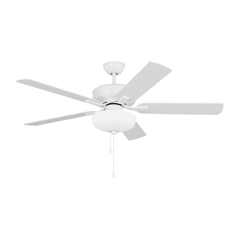 Generation Lighting Linden 52'' traditional dimmable LED indoor matte white ceiling fan with light kit and reversible motor