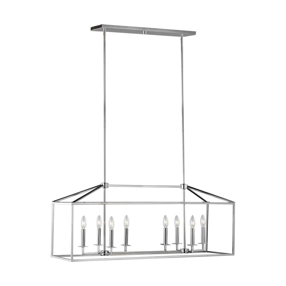 Generation Lighting Perryton Transitional 8-Light Led Indoor Dimmable Linear Ceiling Chandelier Pendant Light In Chrome Silver Finish