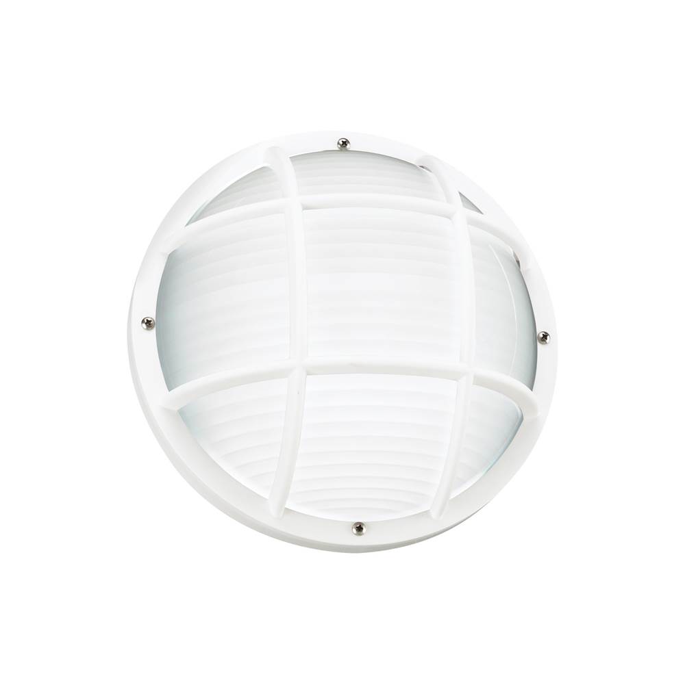 Generation Lighting Bayside Traditional 1-Light Outdoor Exterior Wall Or Ceiling Mount In White Finish With Polycarbonate Body And Frosted White Diffuser