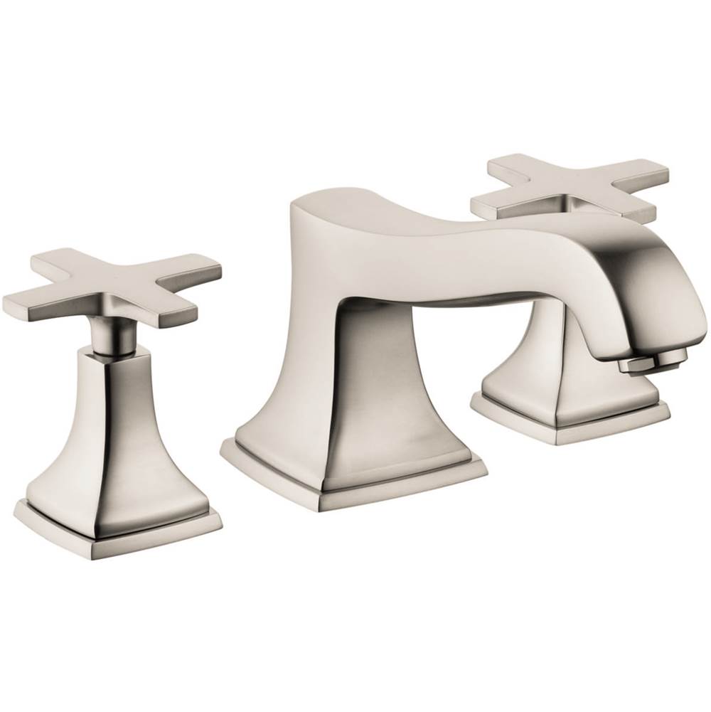 Hansgrohe Metropol Classic 3-Hole Roman Tub Set Trim with Cross Handles in Brushed Nickel