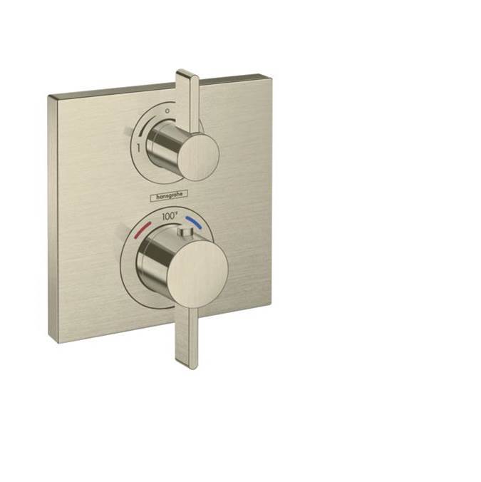 Hansgrohe Ecostat Square Thermostatic Trim with Volume Control in Brushed Nickel