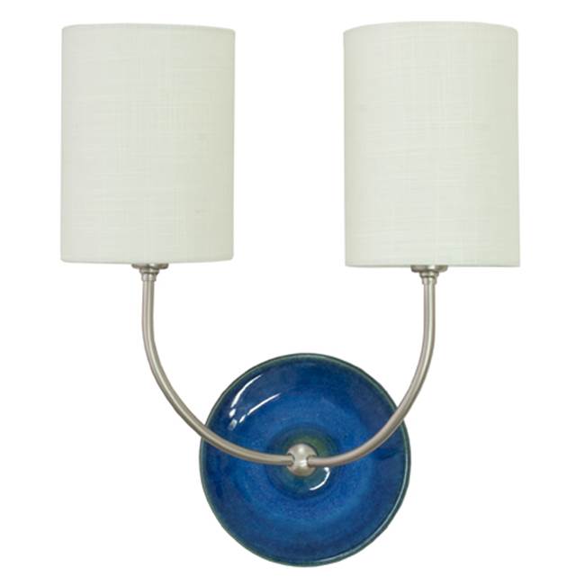 House Of Troy Scatchard Double Wall Lamp in SN and Blue Gloss