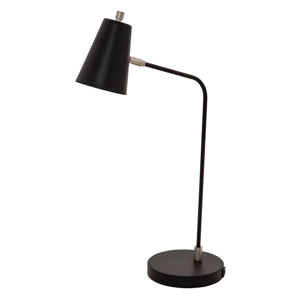 House Of Troy Kirby LED task lamp in black  with satin nickel accents and USB port
