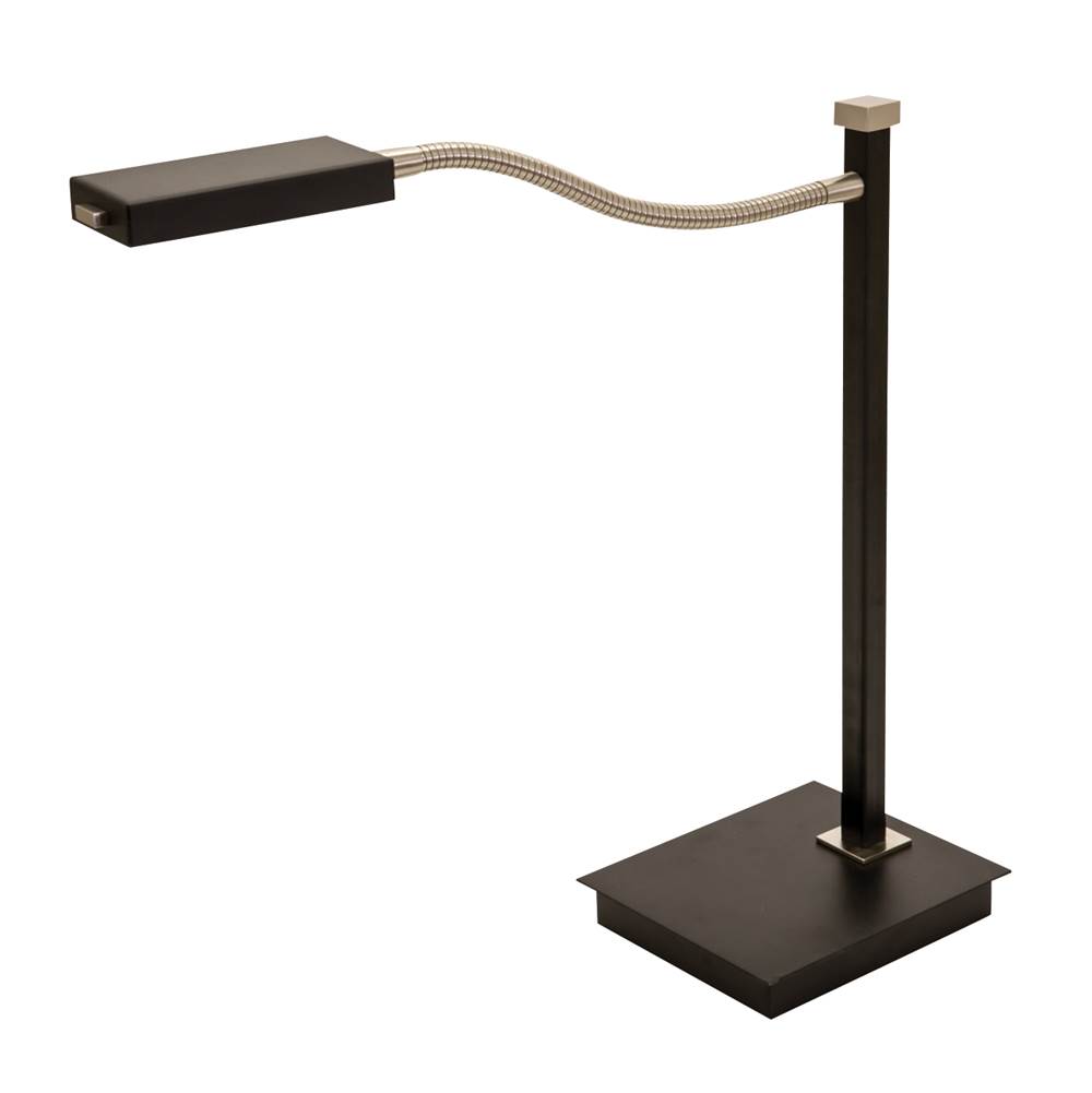 House Of Troy 17.5'' Lewis LED Gooseneck Table Lamp in Black with Satin Nickel