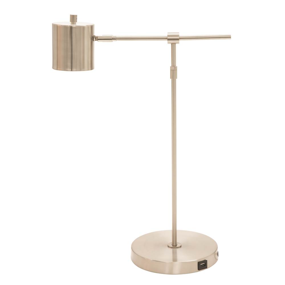 House Of Troy Morris Adjustable LED Table Lamp with USB port in Satin Nickel