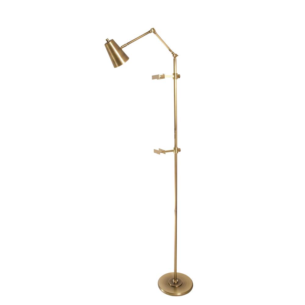 House Of Troy River North Easel Floor Lamp Antique Brass And Satin Brass Accents Spot Light Shade