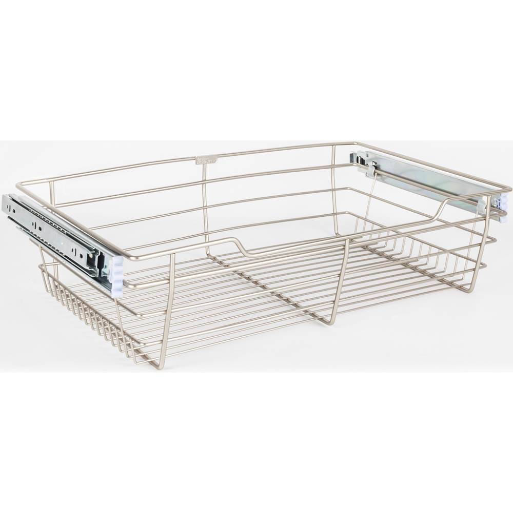 Hardware Resources Satin Nickel Closet Pullout Basket with Slides 16''D x 17''W x 6''H