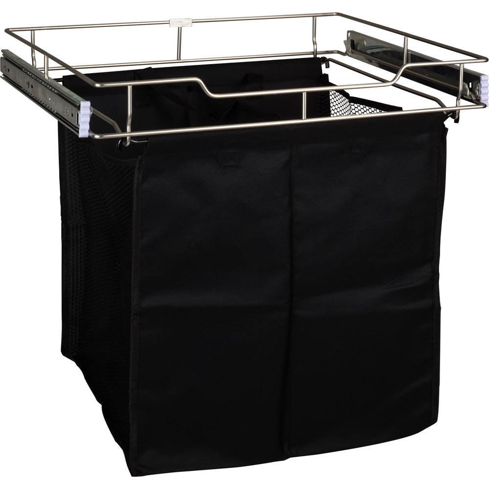Hardware Resources Chrome 18'' Deep Pullout Canvas Hamper with Removable Laundry Bag