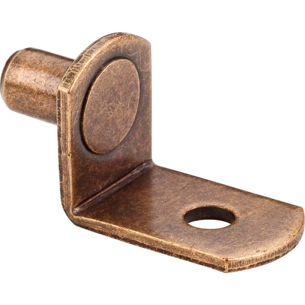 Hardware Resources Antique Brass 1/4'' Pin Angled Shelf Support with 3/4'' Arm and 1/8'' Hole - Priced and Sold by the Thousand