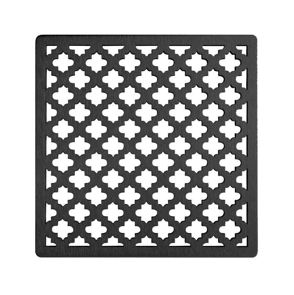 Infinity Drain 5'' x 5'' Moor Pattern Decorative Plate for M 5, MD 5, MDB 5 in Matte Black