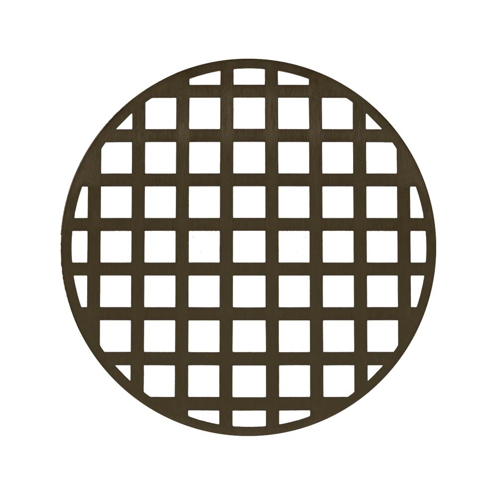 Infinity Drain 5'' Round Squares Pattern Decorative Plate for RQ 5, RQD 5, RQDB 5 in Oil Rubbed Bronze