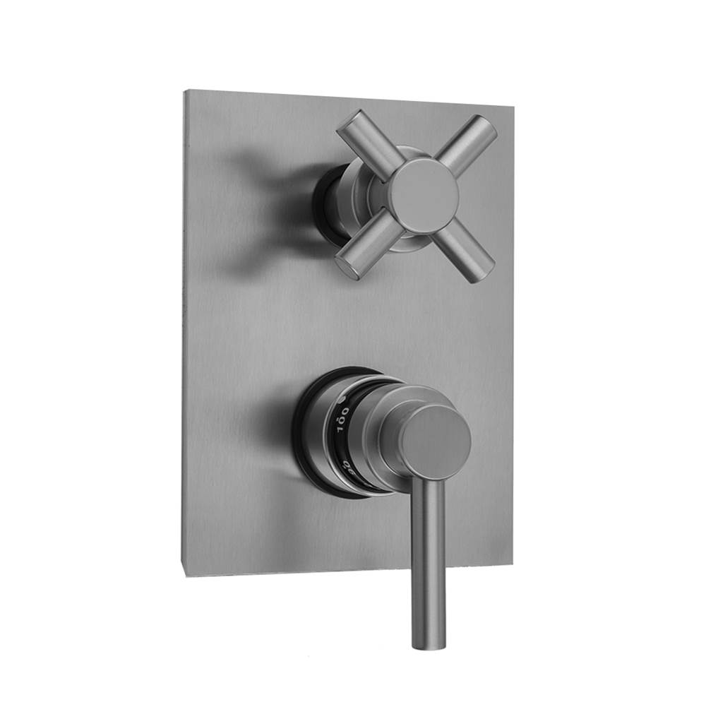 Jaclo Rectangle Plate with Contempo Low Lever Thermostatic Valve with Contempo Cross Built-in 2-Way Or 3-Way Diverter/Volume Controls (J-TH34-686 / J-TH34-687 / J-TH34-688 / J-TH34-689)