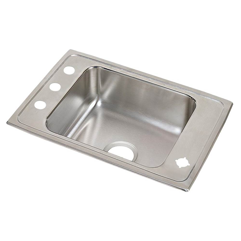 Just Manufacturing Stainless Steel 25'' x 17'' x 6-1/2'' FR3-Hole Single Bowl Drop-in Classroom ADA Sink w/L and R Faucet Decks
