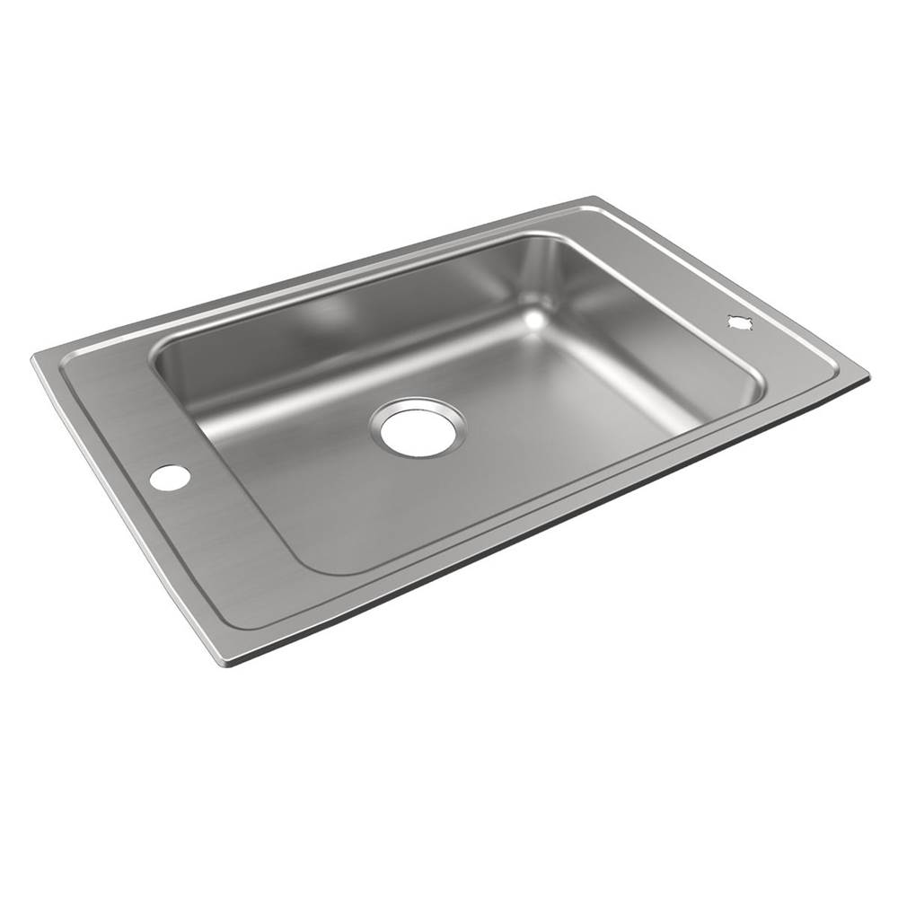 Just Manufacturing Stainless Steel 31'' x 19-1/2'' x 6-1/2'' 4-Hole Single Bowl Drop-in Classroom ADA Sink w/L and R Faucet Decks