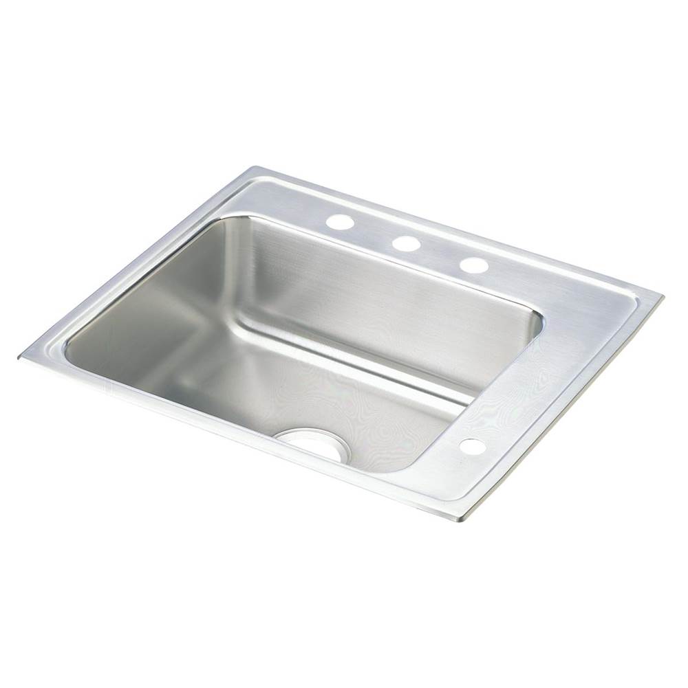 Just Manufacturing Stainless Steel 22'' x 19-1/2'' x 5'' 4-Hole Single Bowl Drop-in Classroom ADA Sink w/Back and Right Faucet Ledge