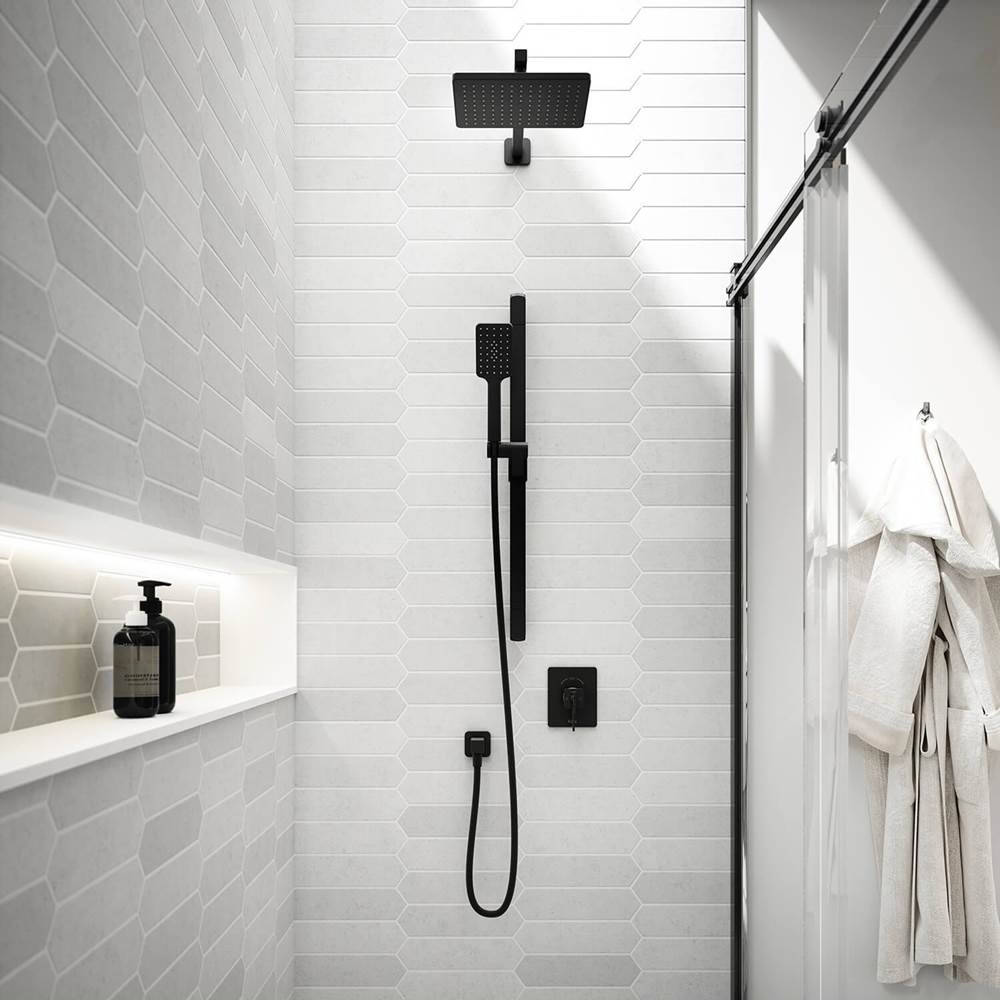 Kalia SquareOne™ TCD1 AQUATONIK™ T/P Coaxial Shower System with Wallarm Matte Black