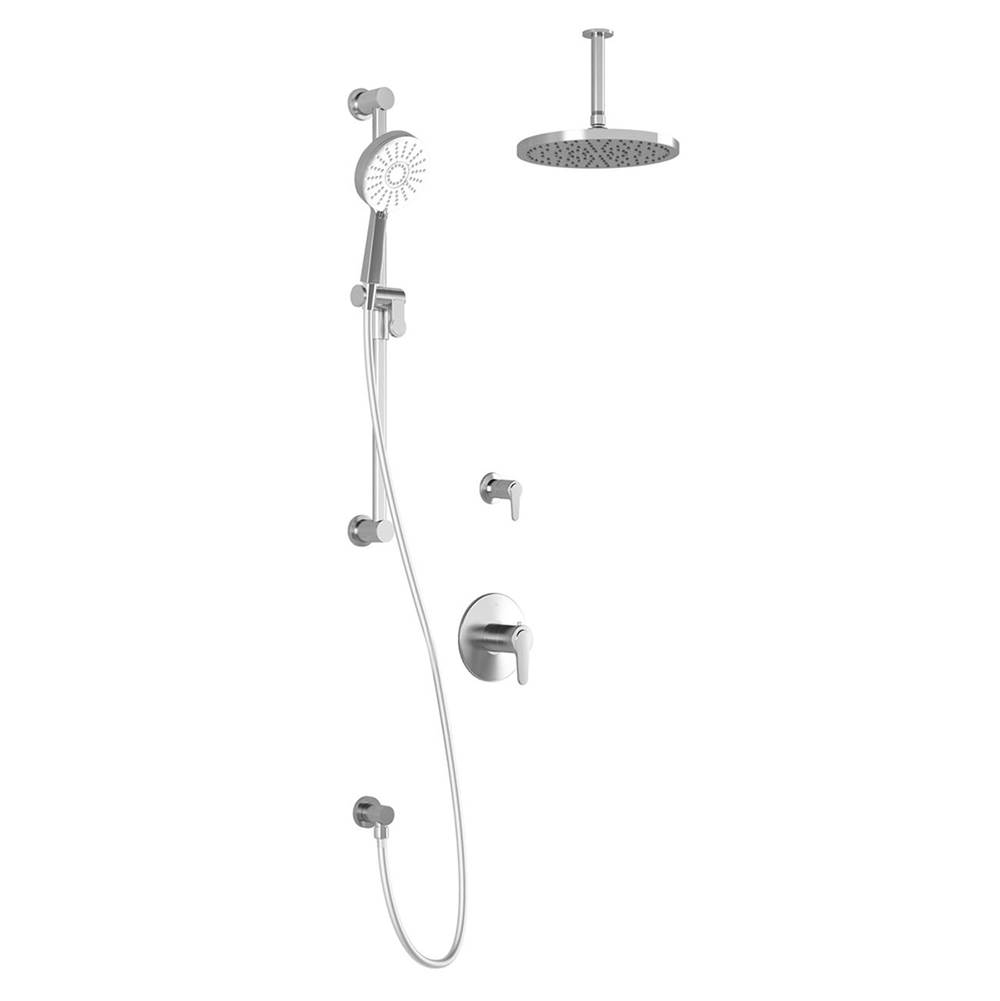 Kalia KONTOUR™ TG2 PLUS (Valves Not Included) : Water Efficient Thermostatic Shower System with Vertical Ceiling Arm Chrome