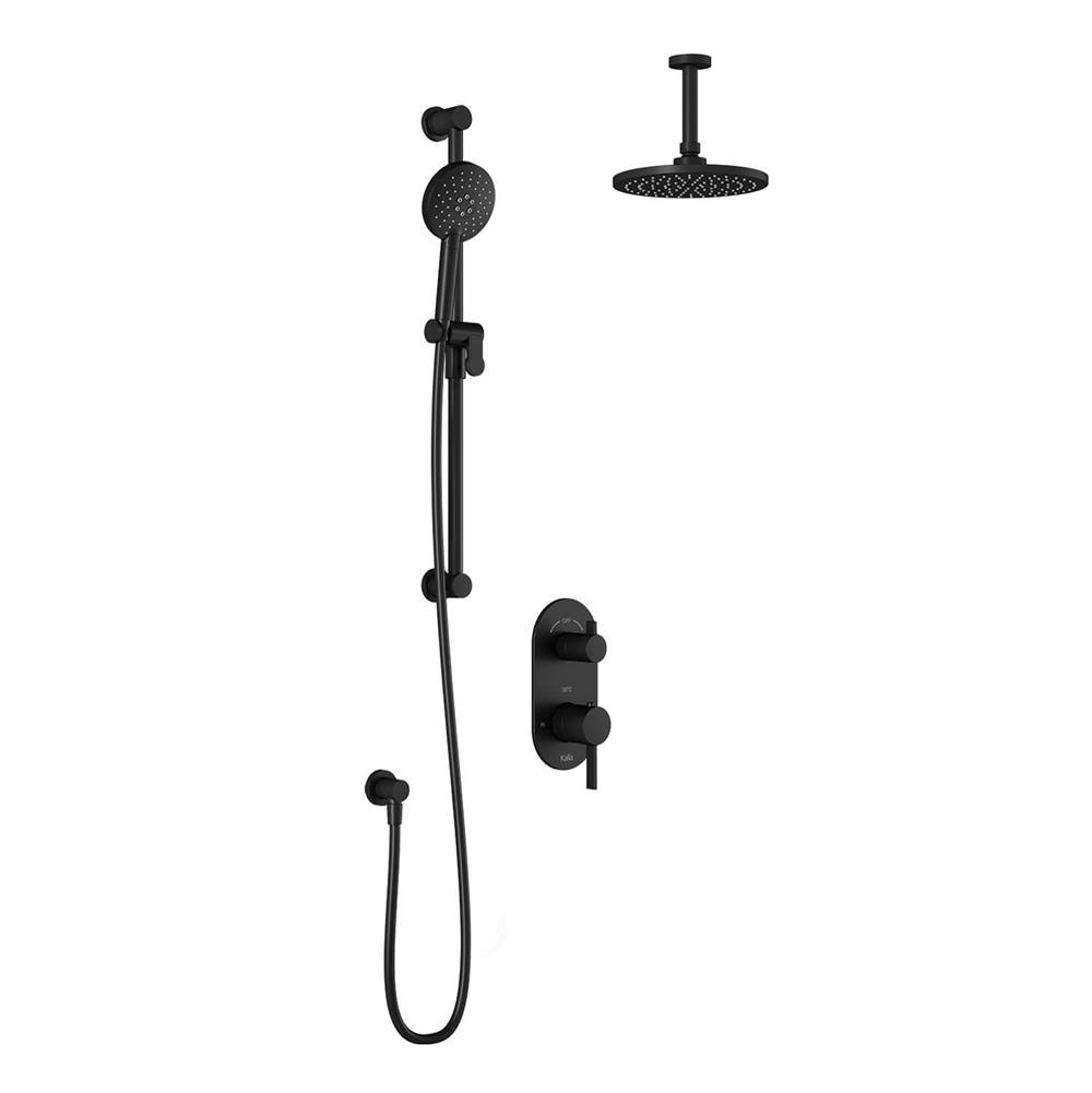 Kalia RoundOne™ TG2  Water Efficient Thermostatic AQUATONIK™ T/P with Diverter Shower System with Vertical Ceiling Arm Matte Black