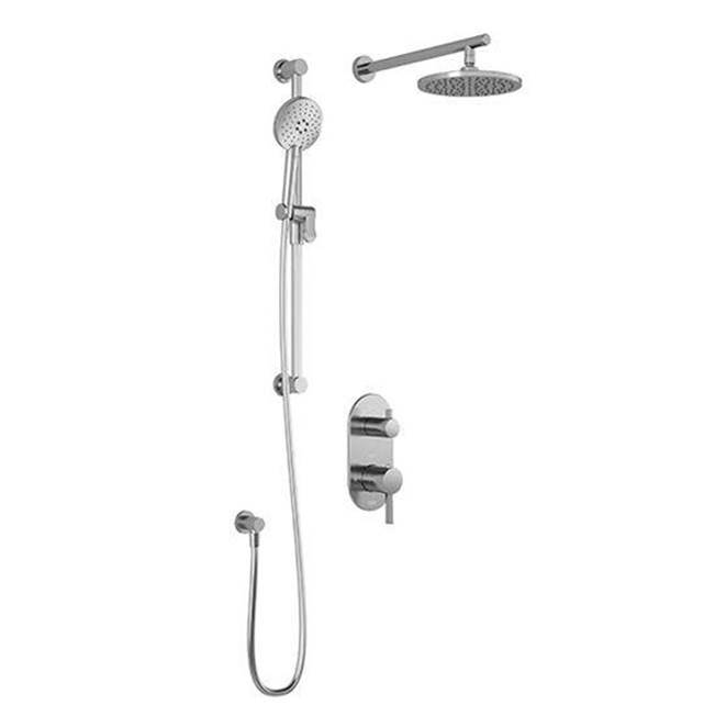 Kalia RoundOne™ TG2  Water Efficient Thermostatic AQUATONIK™ T/P with Diverter Shower System with Wallarm Matte Black