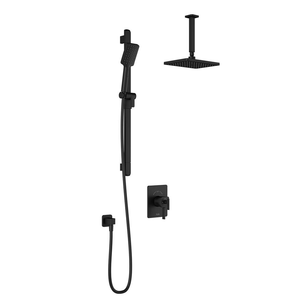 Kalia SquareOne™ TCG1 (Valve Not Included)  Water Efficient AQUATONIK™ T/P Coaxial Shower System with Vertical Ceiling Arm Matte Black